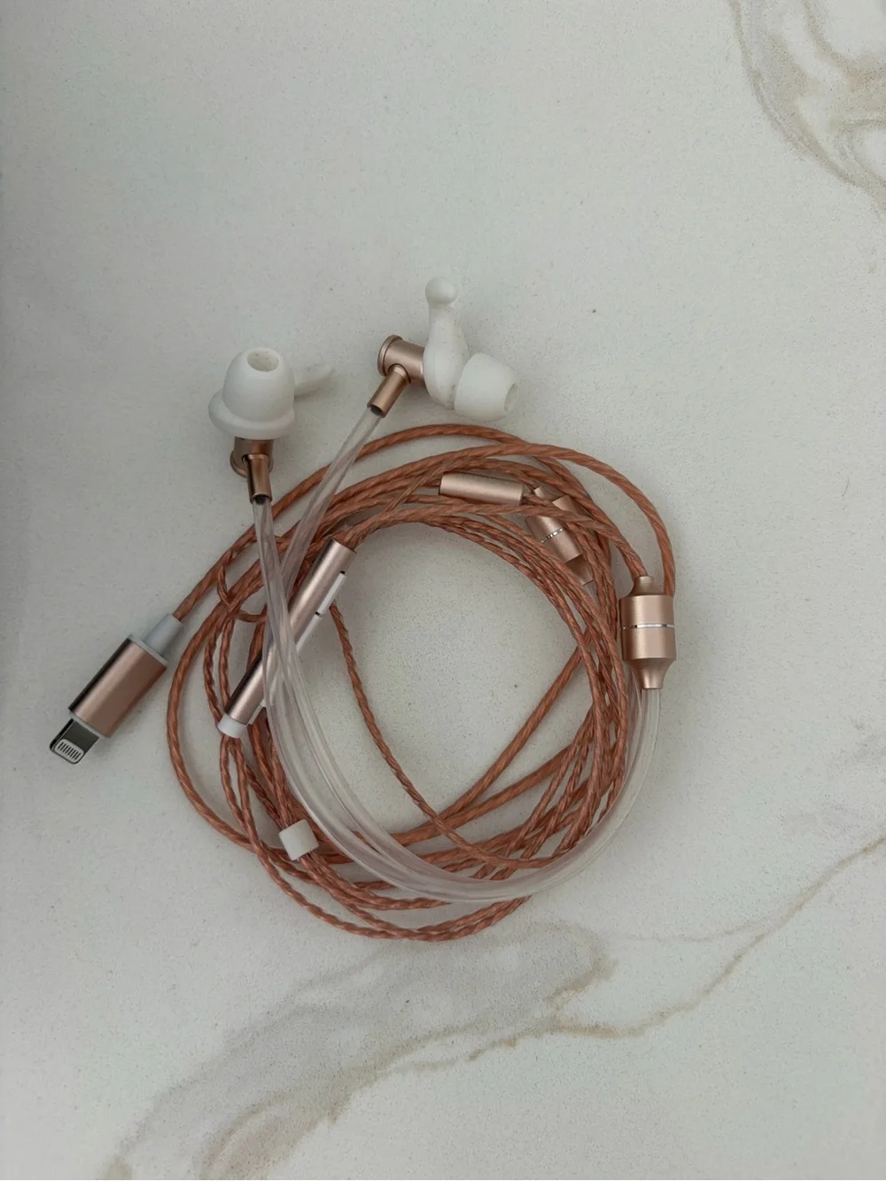 Tech Wellness Gold Air Tube Earbuds - Safer Wired Headphones